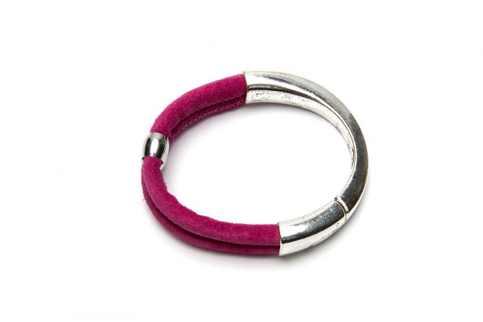 Magnetspange mit Veloursleder in pink