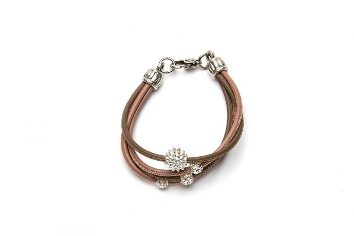 Lederarmband taupe-rosenholz