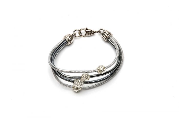 Lederarmband silber-gunpowder