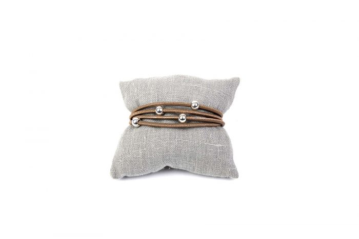 Lederarmband taupe-rosenholz
