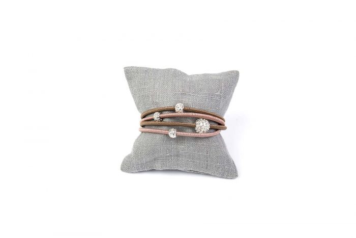 Lederarmband taupe-rosenholz